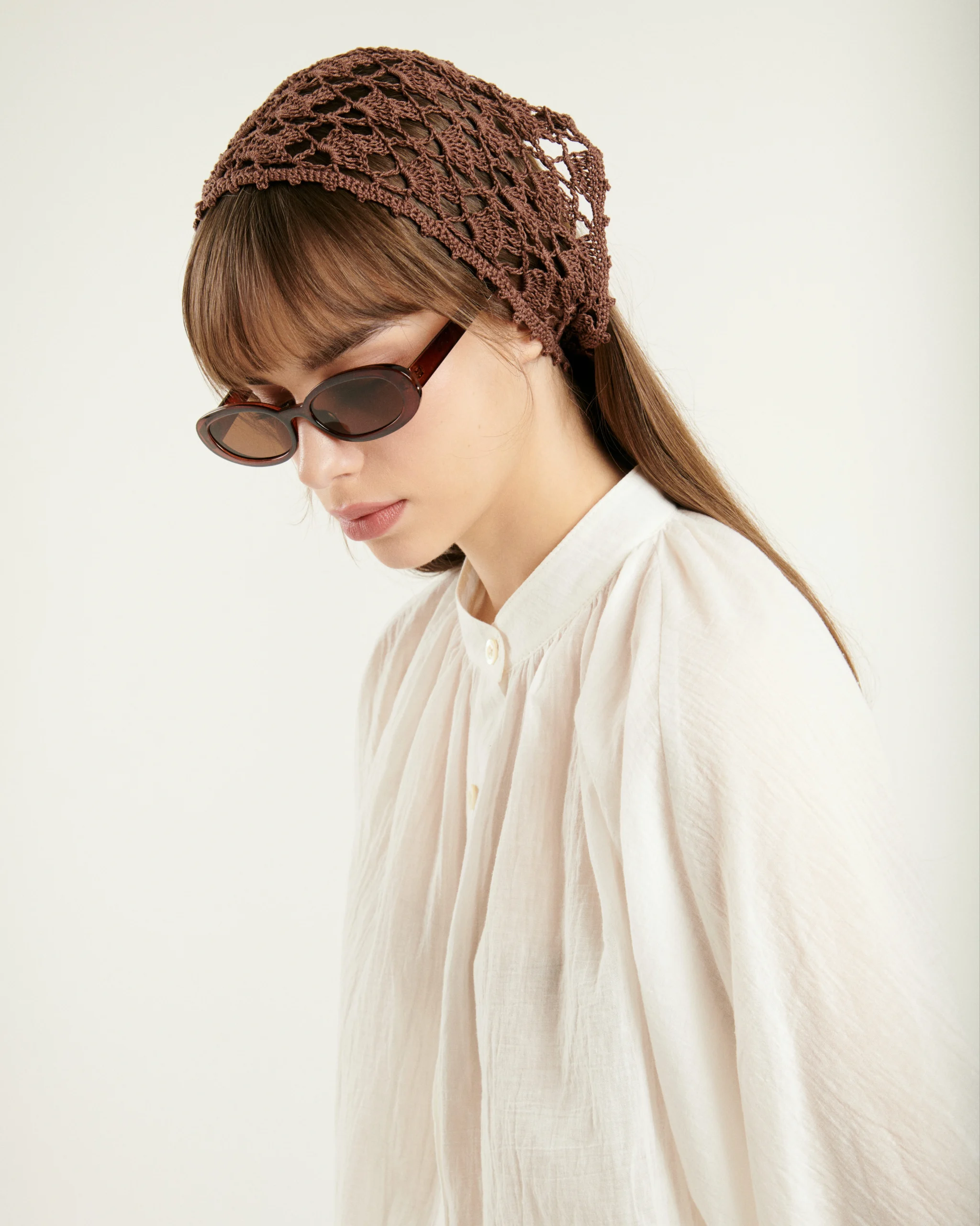 LACE Crochet Scarf, Hazelnut