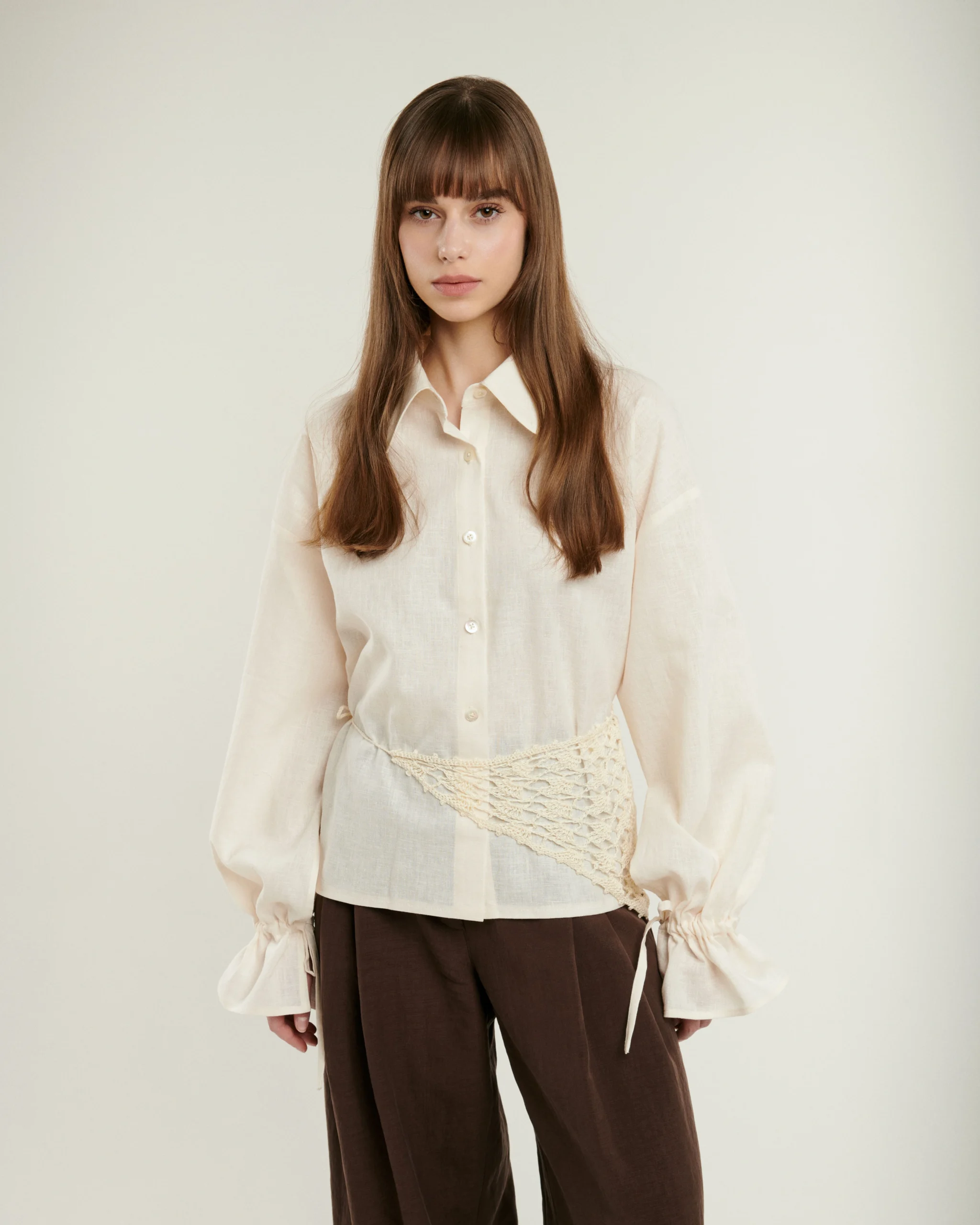 MUSCARI ecru linen blouse