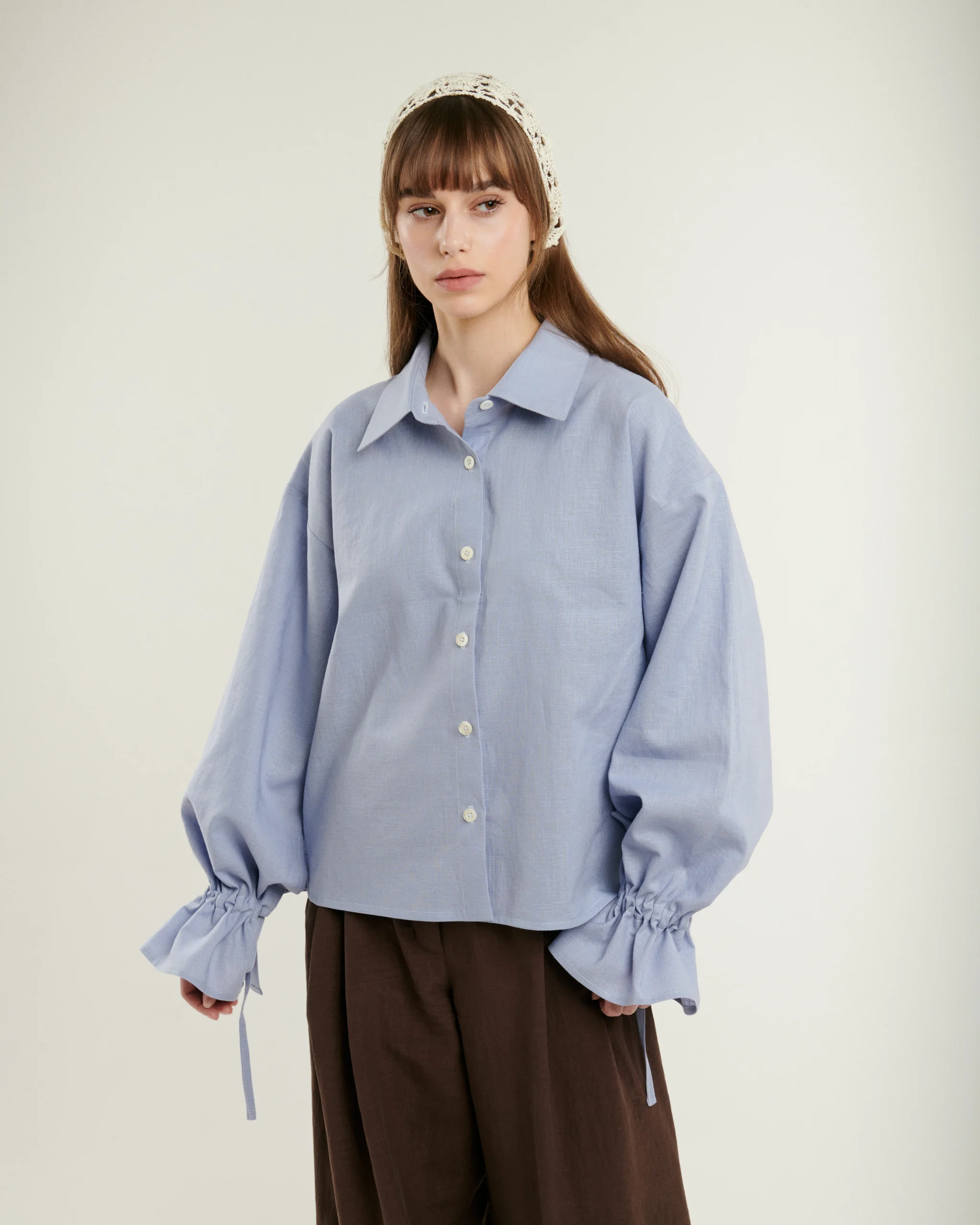 MUSCARI blue linen blouse
