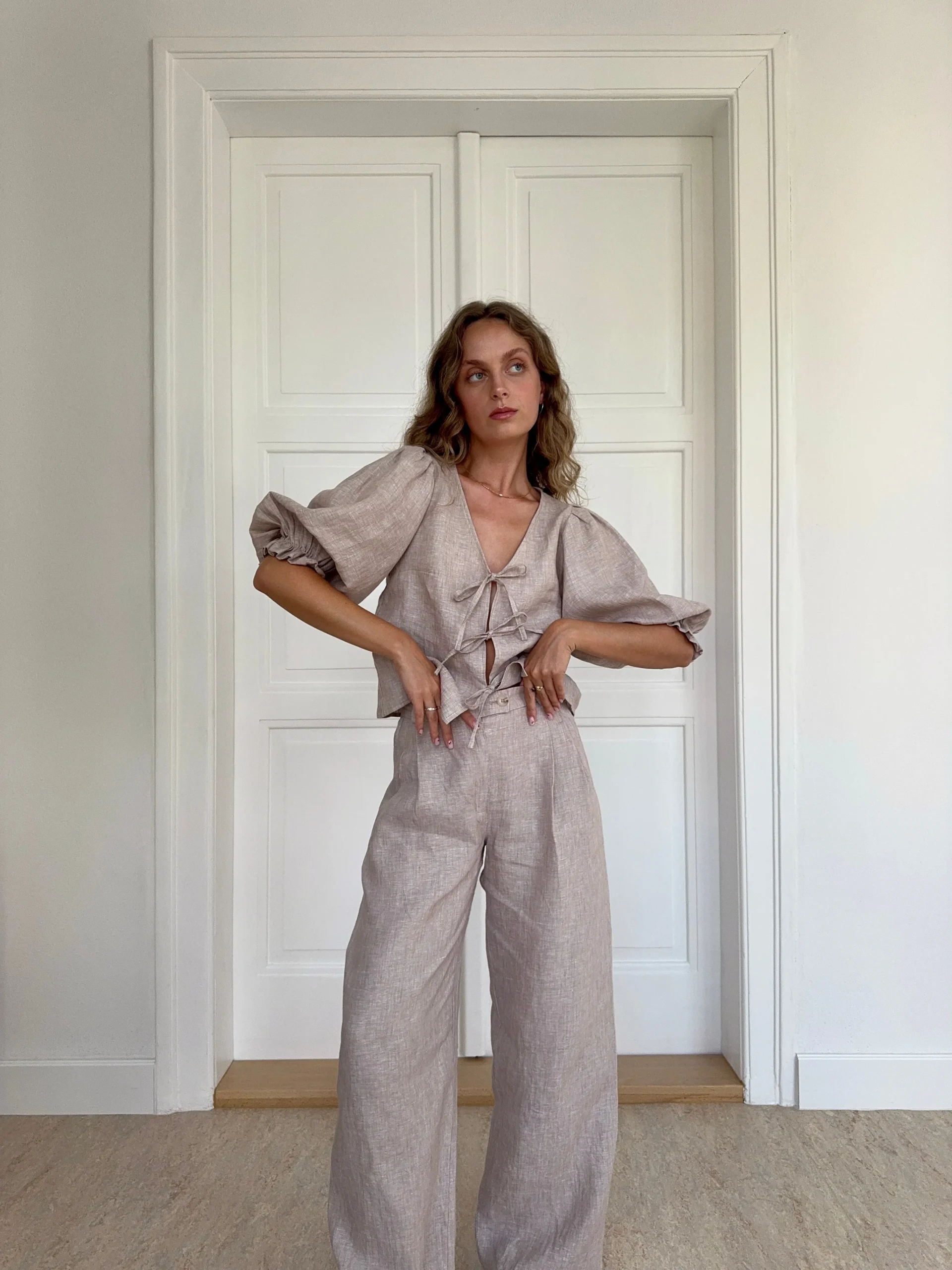 STONE linen trousers