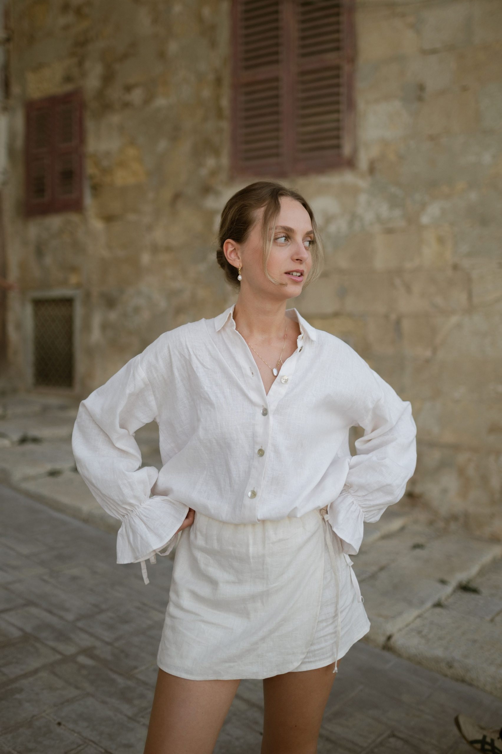 LOTUS ecru linen skirt