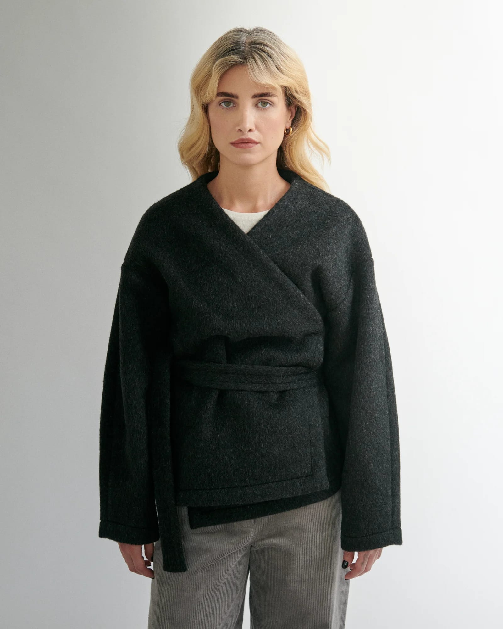 RUNA black woollen kimono