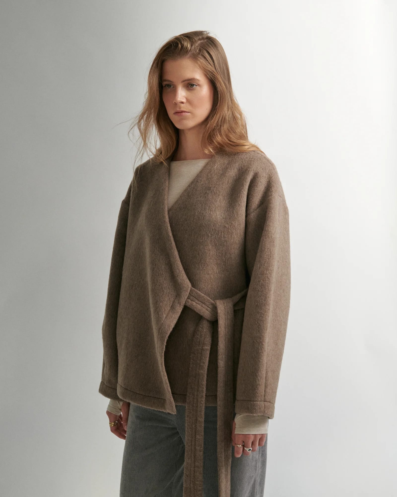 RUNA woollen kimono, taupe