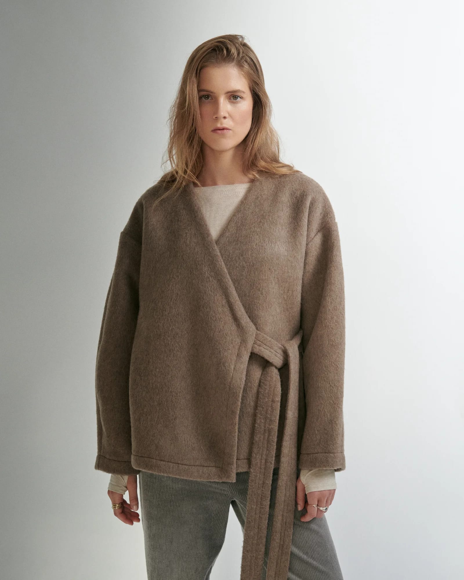 RUNA woollen kimono, taupe